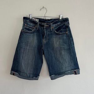 Red Engine Boy short style denim shorts